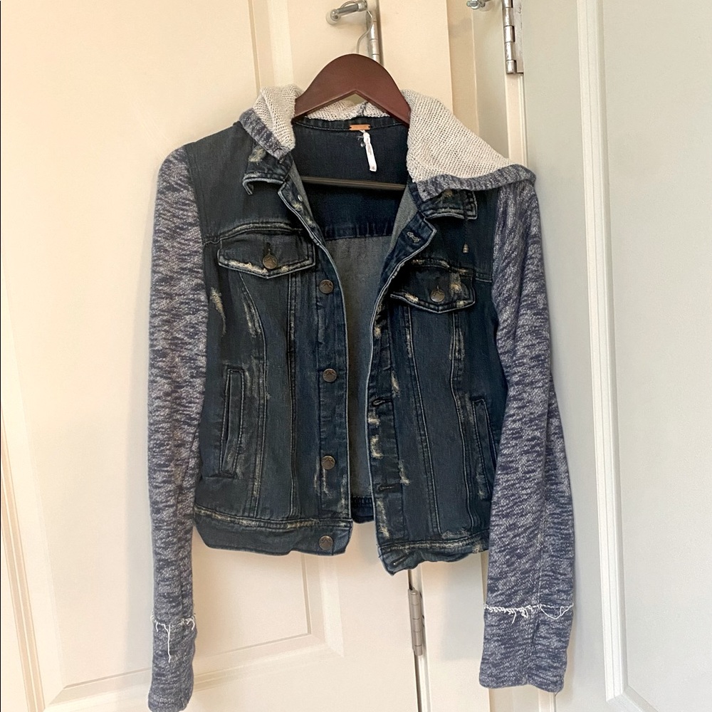 Free People Hooded Denim Jacket